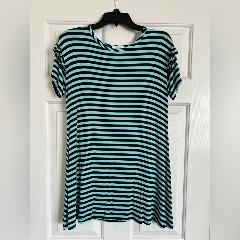 Crown & Ivy Dress, green & navy short sleeve